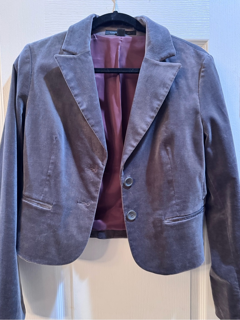 Express Womens Velvet Blazer in Gray